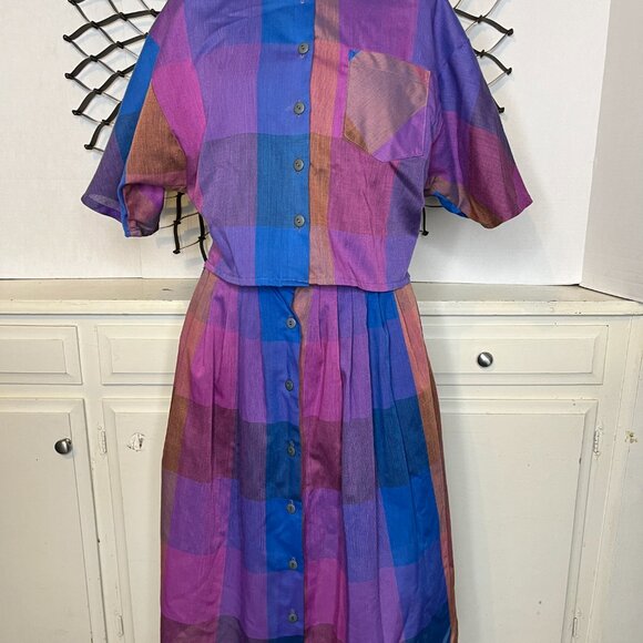 Vintage 2 Piece Dress Saved By The Bell Crop Top Ms. Paquette Ca. 80s/90s s/Med - Picture 7 of 16